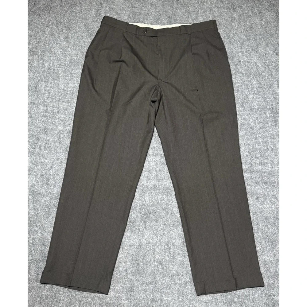 Brooks Brothers 346 Solid Dark Brown Dress Pants 100% Wool Men Fit 38x30